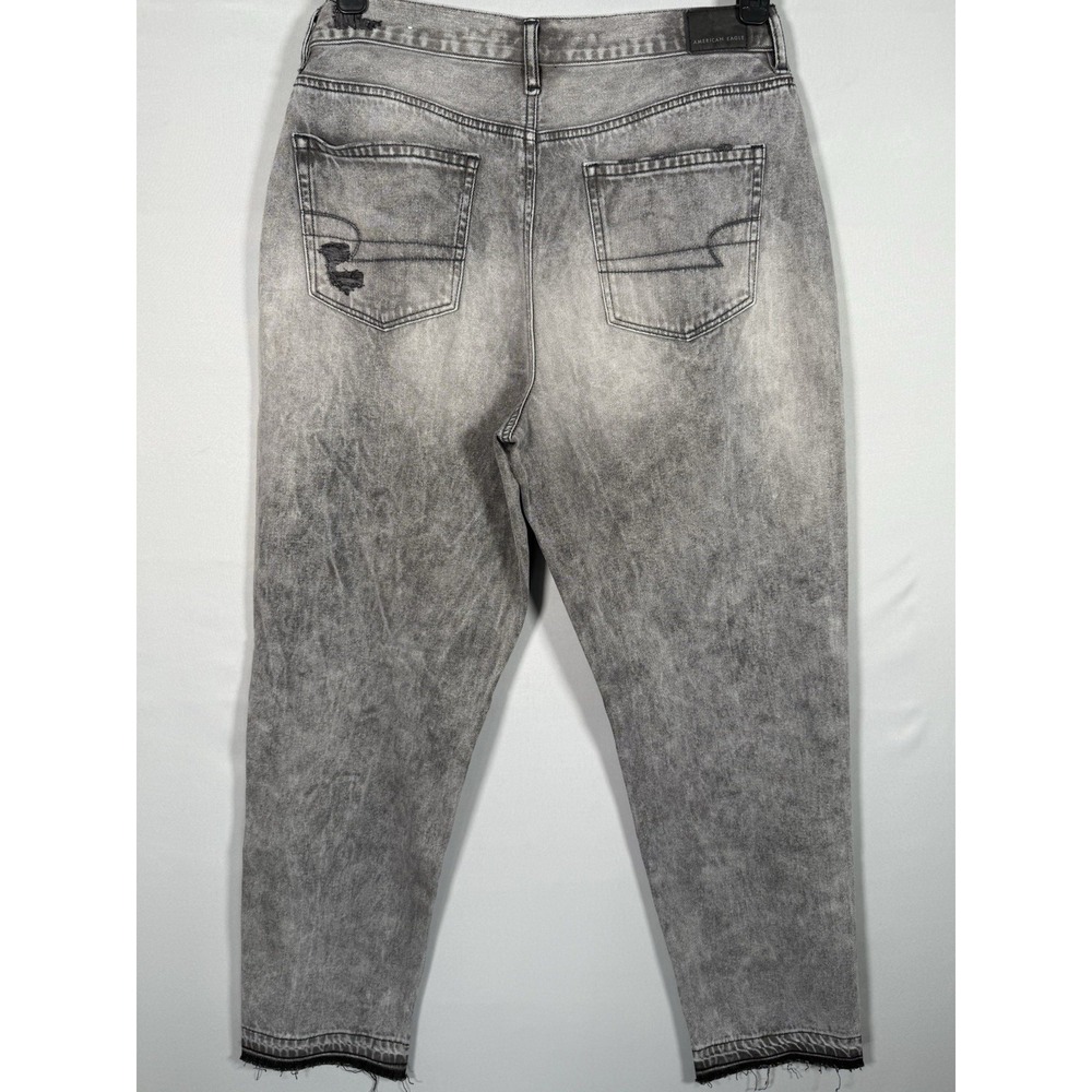 American Eagle Mom Jeans Distressed Raw + Cut Hem Women 10 30x27" Grunge Ripped - Picture 8 of 9